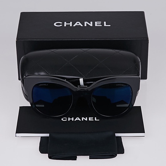 CHANEL Acetate Cat Eye Frame Sunglasses 5358 CC Logo - Picture 2 of 3